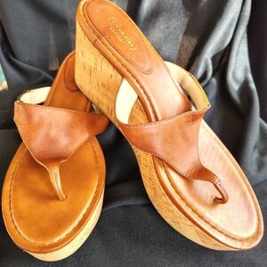 Coach Jan Leather Wedge Sandals